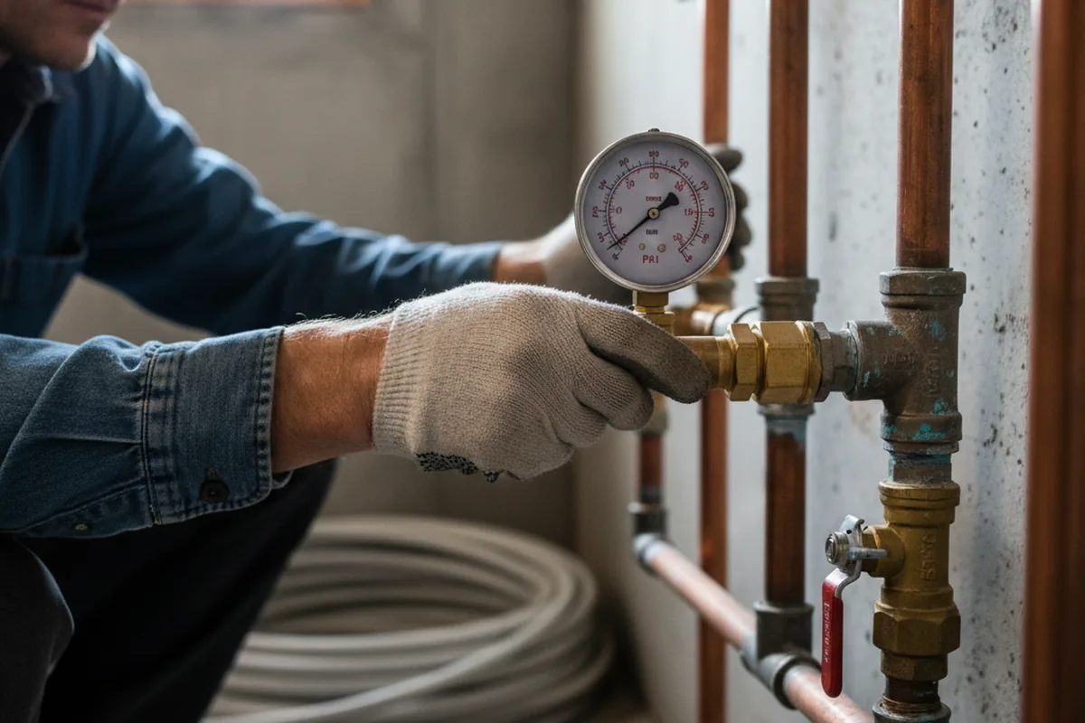 Pressure testing a repaired line during Water Line Repair in Vandiver